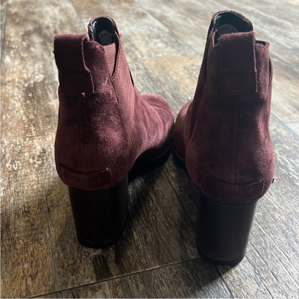 Sorel Addington Chelsea Ankle Boots Redwood Waterproof Suede Block Heel - Picture 3 of 9